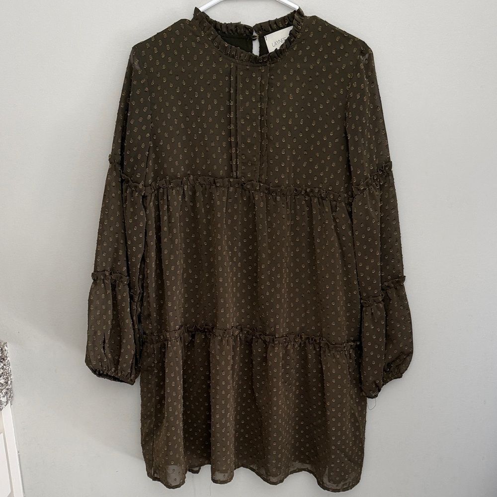 Layne & Lee Elegant Olive Green Women's Dress. Size Medium